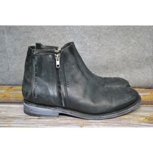 Freebird Milo Boots Mens 10 Black Leather Zip Ankle Bootie Distressed By Steven